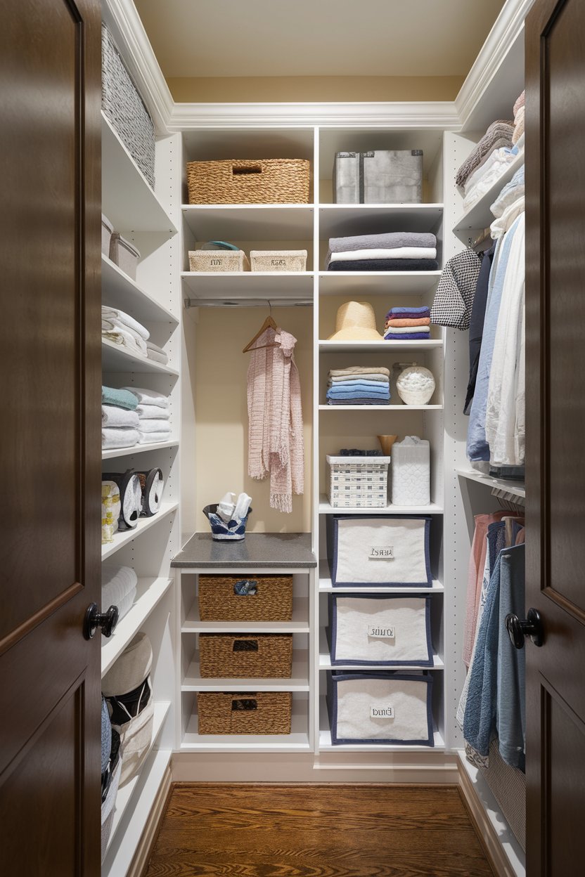 Illustration of Penthouse Apartment Closet With Walk In Linen Closet