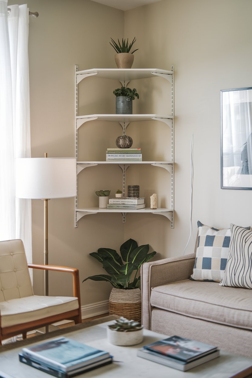View of 23 Innovative Living Room Shelf Ideas for 2025 | Stylish and Functional ...