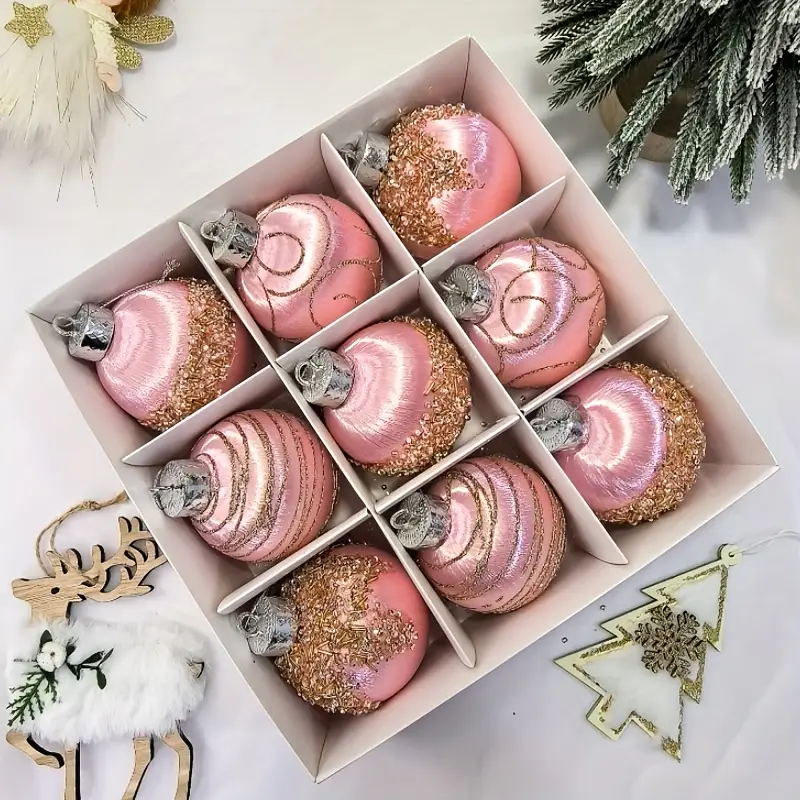 1 set 9pcs 8cm christmas ornaments high end premium shiny - Temu Bahrain