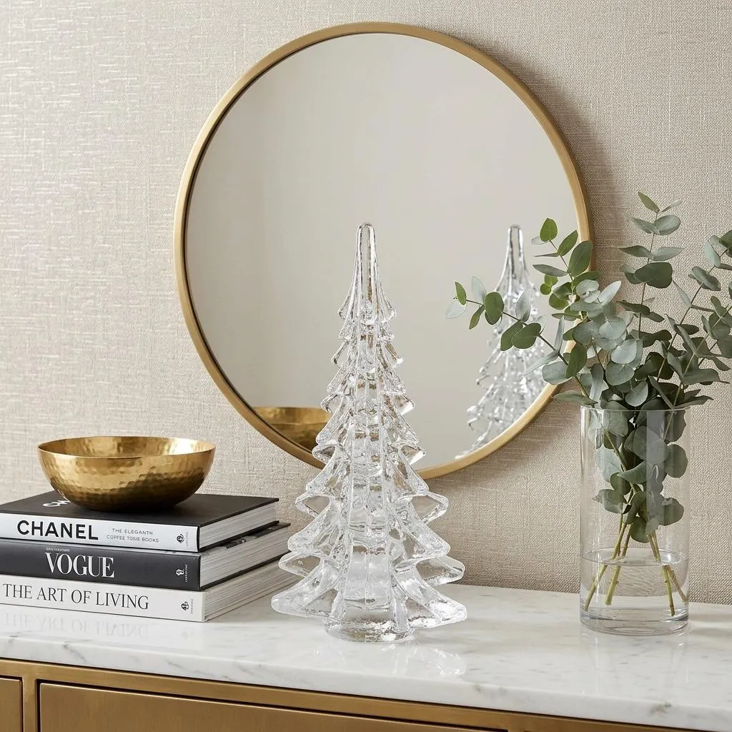 10' Mouth Blown Clear Glass Christmas Tree Sculpture | HomeRoots