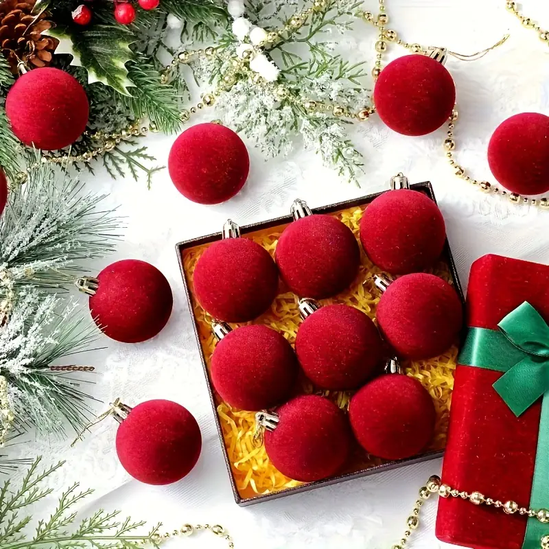 10pcs christmas tree ornament set flocked - Temu Mauritius