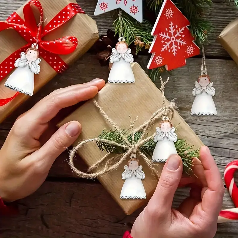 12pcs wooden christmas angel ornaments - Temu Mauritius