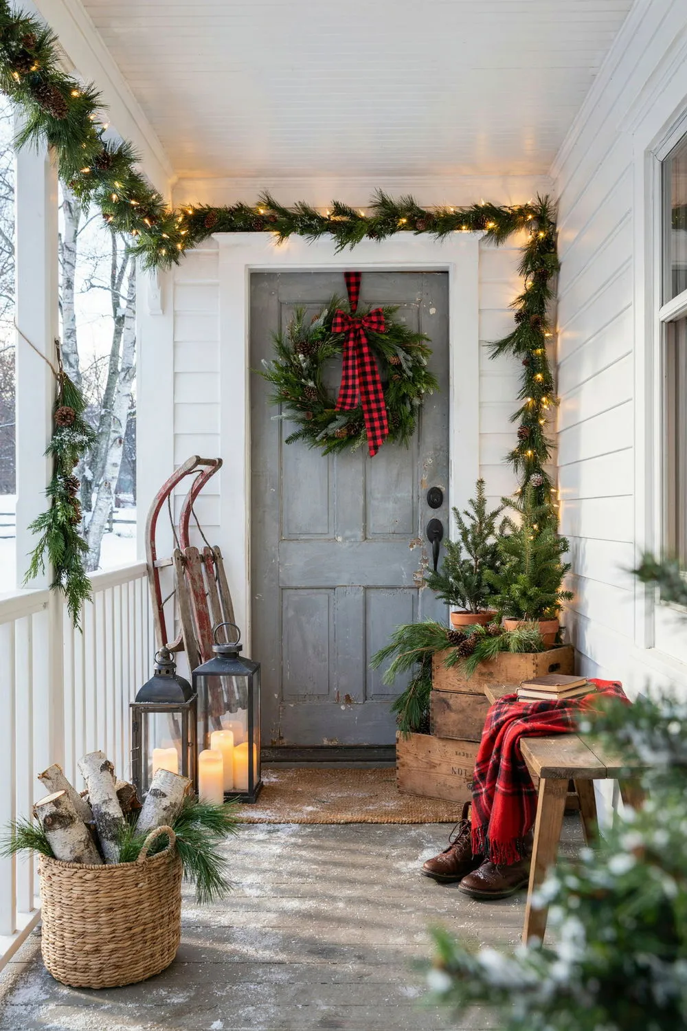 13 Christmas Porch Ideas With Lights and Greenery for a Magical Holiday Entrance | DIY Garden