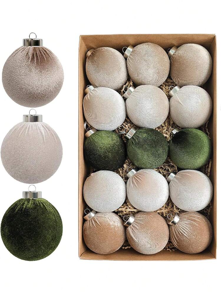 15pcs Brown Velvet Christmas Tree Ornaments - 6cm/2.36in 12pcs Shatterproof  Christmas Balls, For Christmas Tree Decoration - Multicolor Brown Neutral  Beige, Suitable For Holiday Party Christmas Deco
