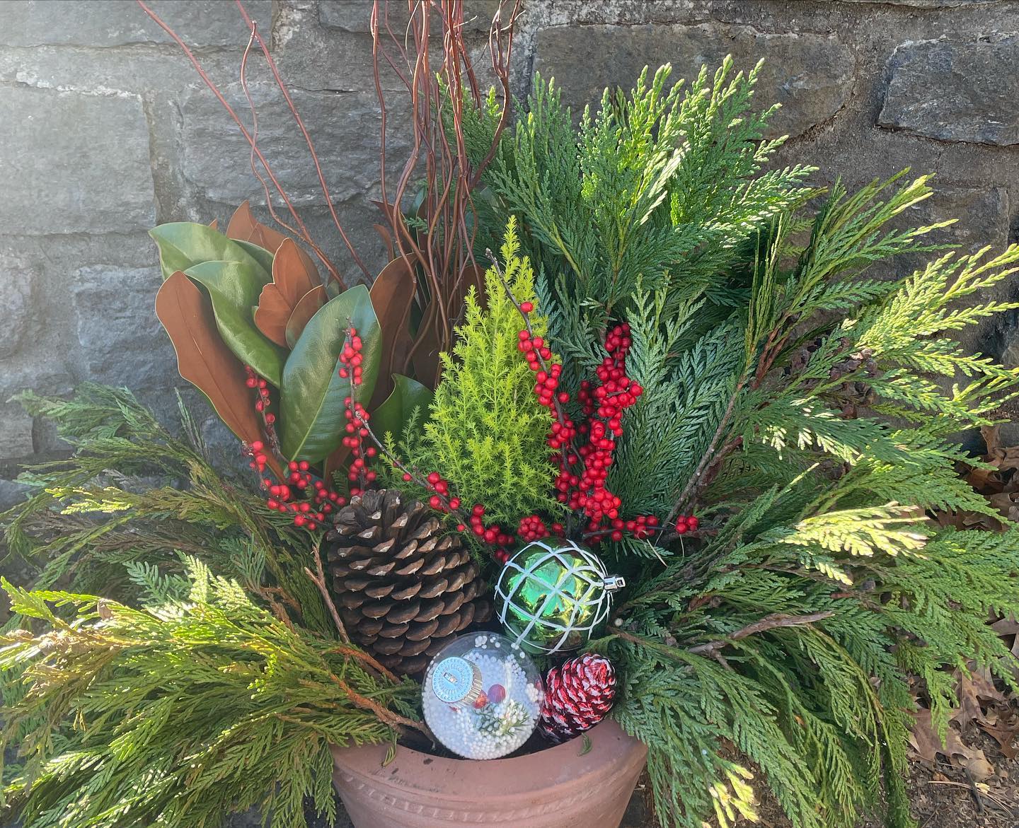 16” Winter/Holiday Planter | Green Girl Garden