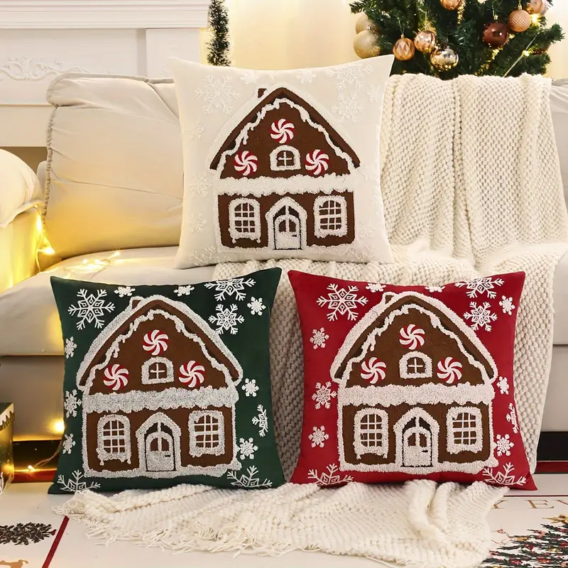 1pc christmas gingerbread house pillow cover 18x18 inches - Temu Bahrain