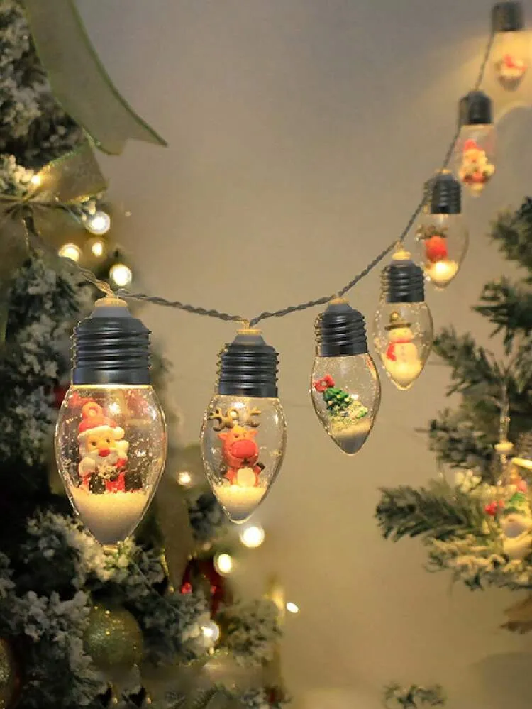 1pc- Christmas Lights 78.74 Inch Led Christmas Tree Snowball Lights, 10 Shatterproof Light Bulbs, Battery Powered String Lights With Battery Box, Indoor Fairy Lights For Bedroom Porch Garden Party C