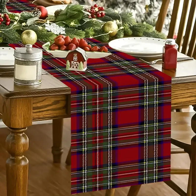 1pc christmas table runner red plaid print design suitable - Temu Mauritius