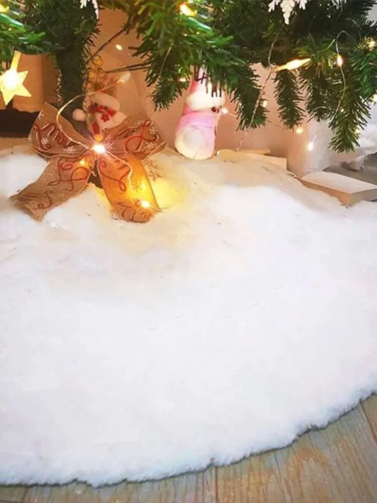 1pc Christmas Tree Skirt White Plush Faux Fur Xmas Trees Carpet Mat Large Skirts Base Mat Home New Year Christmas Decoration | SHEIN