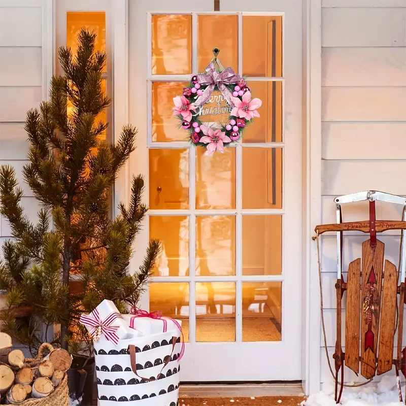 1pc christmas wreath front door bowknot accents front door - Temu