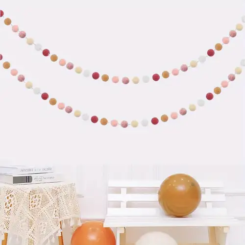 1pc colorful pom pom garland, suitable for birthday, 1st birthday, room decoration | Today's Deals | Temu