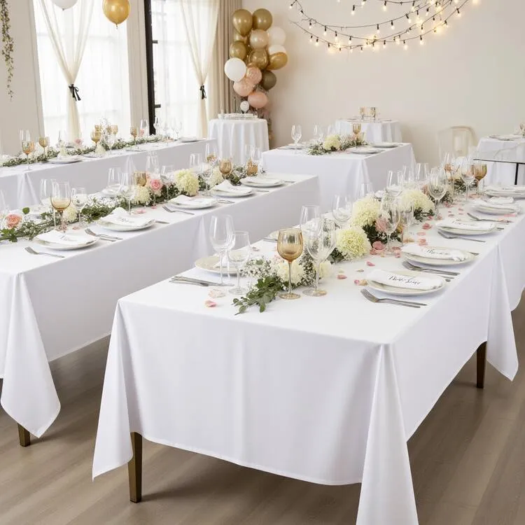 1pc Elegant Polyester Rectangle Tablecloth, White Wedding Dining Table  Decor, Washable Rectangular Tablecloth For Restaurant, Buffet, Engagement,  Birthday, Mother's Day, Graduation Ceremony. Also ..