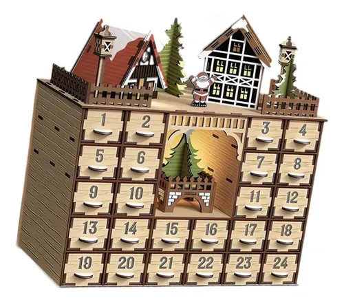 2026 Wooden Christmas Advent Calendar Light Up For Bedroom | MercadoLibre