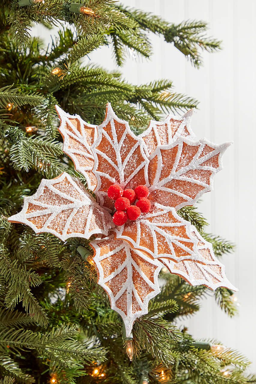 22' Frosted Gingerbread Poinsettia Stem