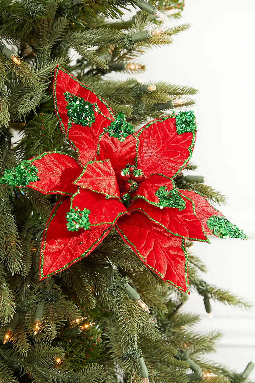 22' x 11' Red with Green Glitter Tip Velvet Stem