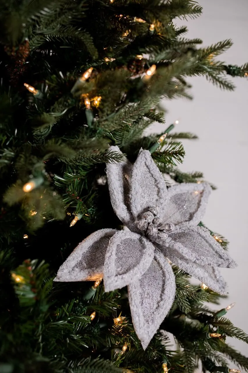 22” x 12.5' Linen Frost Poinsettia Stem - Gray