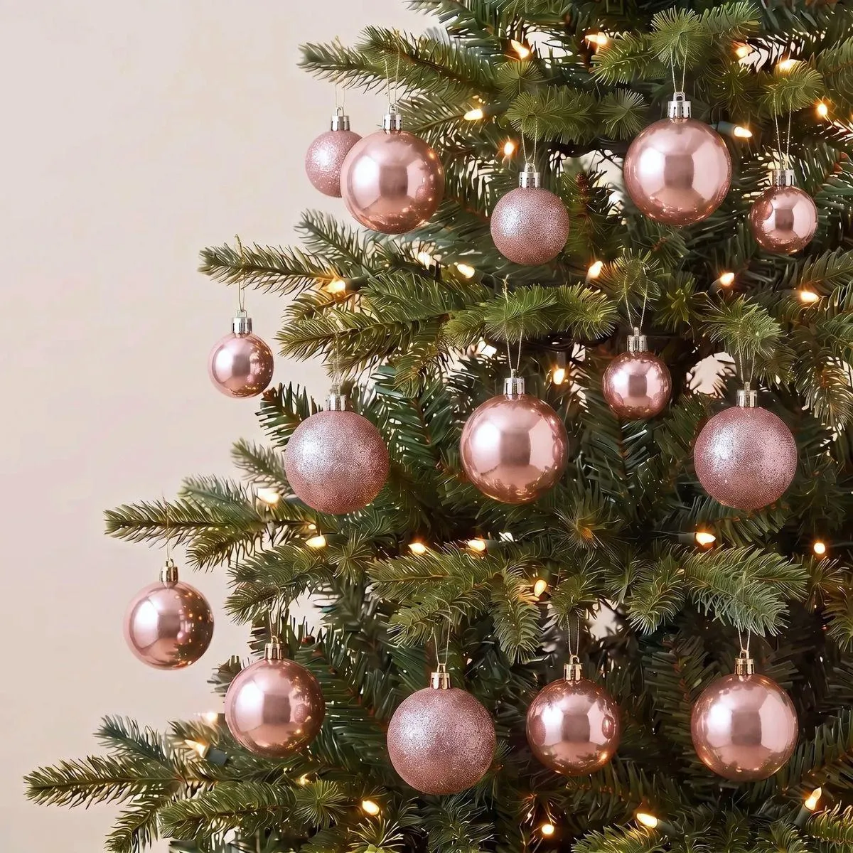 28pcs Set Rose Gold Christmas Hanging Baubles Ornament (D43)