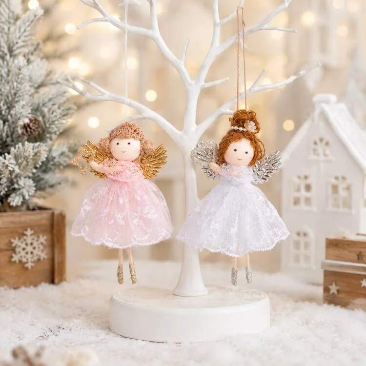 2pcs 15CM Hanging Angel Decor, Nordic Style Fabric Christmas Tree Ornament,  Winter Holiday Decoration, Suitable For Christmas Tree, Window, Home,  Party, Thanksgiving, Christmas And Seasonal Decor | 