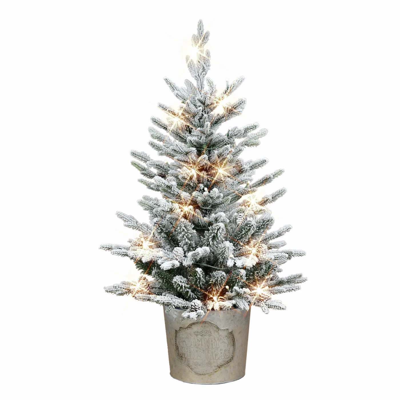 3 ft Pre-Lit Potted Flocked Tree | Puleo Christmas Trees – puleointl