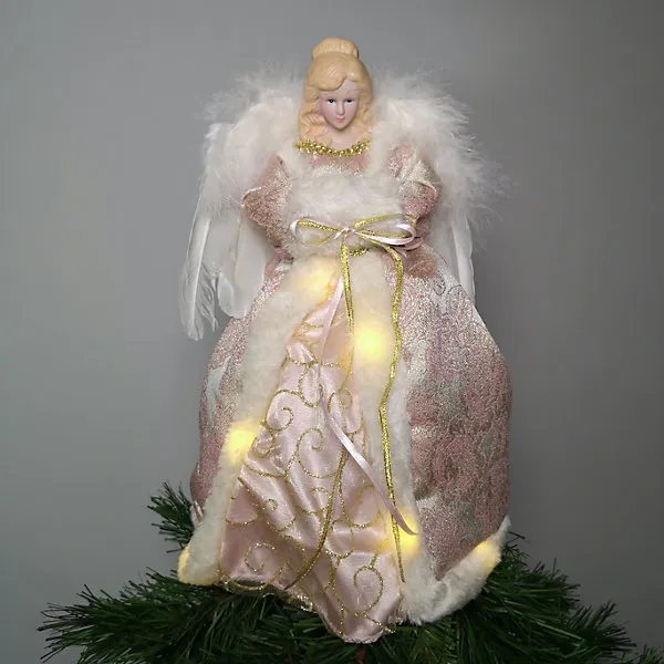 30cm Premier Christmas LED Lit Rose Gold Angel Tree Topper Decoration in  Warm White
