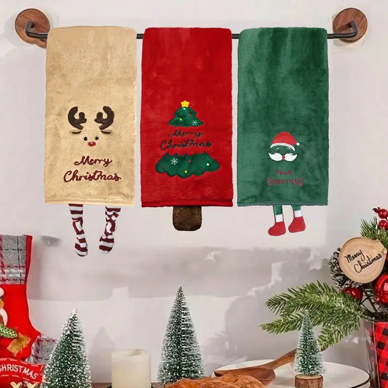 3pcs christmas towel set santa reindeer snowman - Temu Mauritius