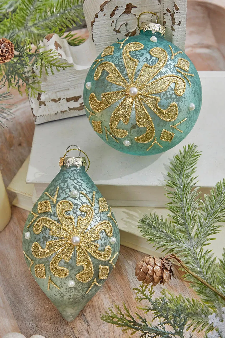 4' Mercury Glitter Bead/Pearl Ornament - Decorator's Warehouse