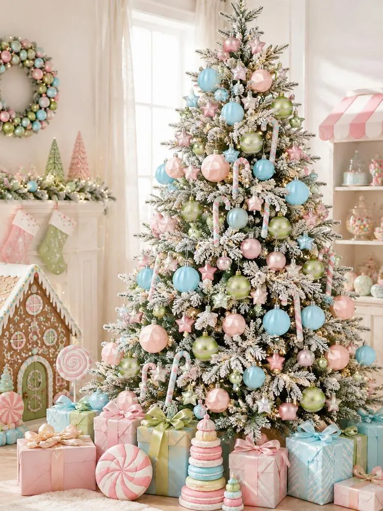 44pcs Macaron Color Christmas Ball Decoration Set, 6cm Mixed Size Spheres, Includes Matte, Mirror, Striped, Woven, Embossed And Star Patterns, Elegant Hanging Ornaments, Suitable For Christmas Tree,