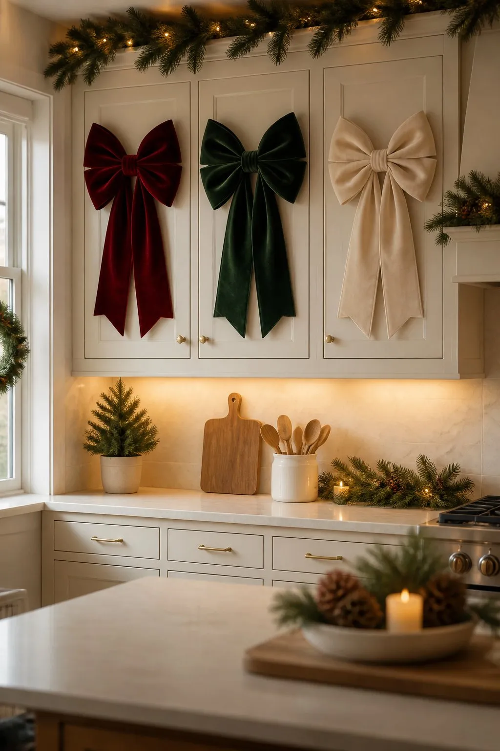 47 Ways To Decorate Kitchen Cabinets for a Festive Christmas