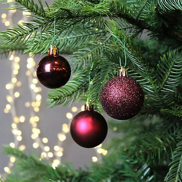 50mm/12Pcs Christmas Baubles Shatterproof Burgundy,Tree Decorations
