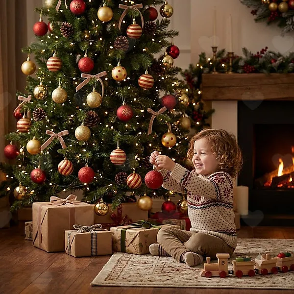 50Pcs Red Gold Christmas Tree Baubles, 40mm Shatterproof Plastic Decorative Balls, Hanging Ornaments for Xmas Home