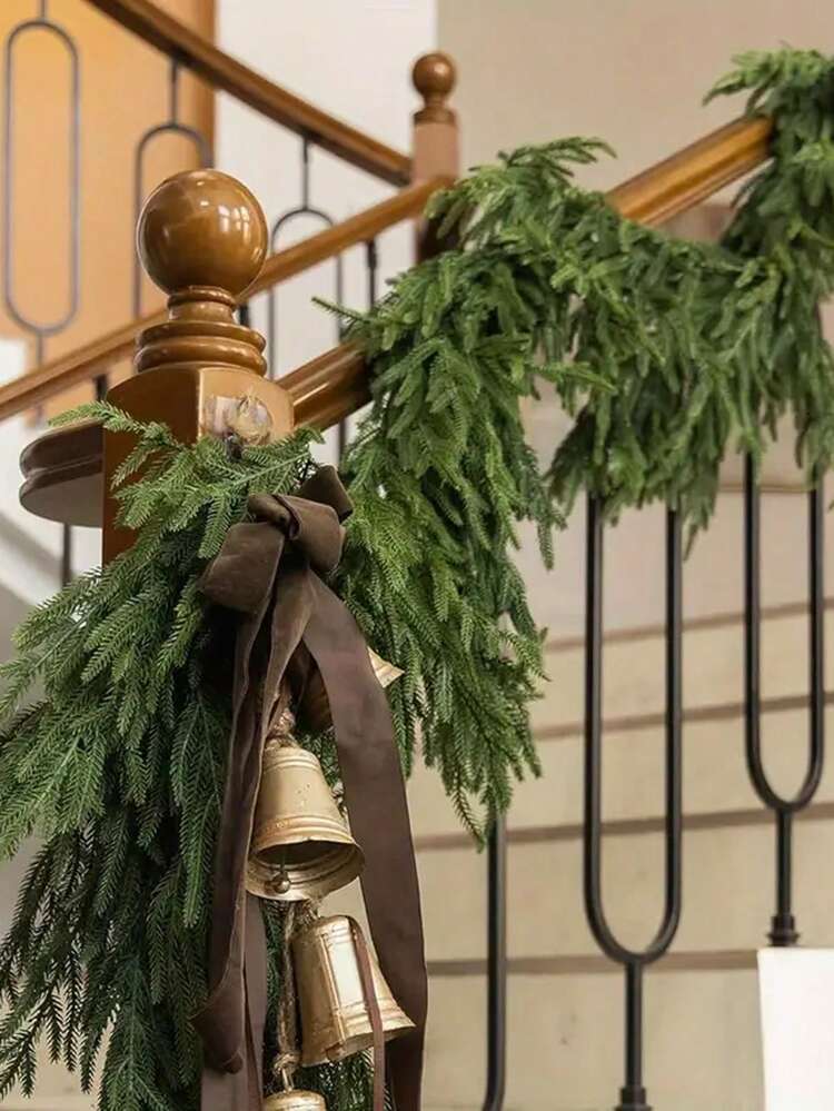 5.9FT Artificial Norfolk Pine Garlands Winter Pine Garland Green Artificial Greenery Garland For Table Fireplace Mantle Wall Indoor Stairs Outdoor Christmas Decorations Lifelike Realistic Green Vine