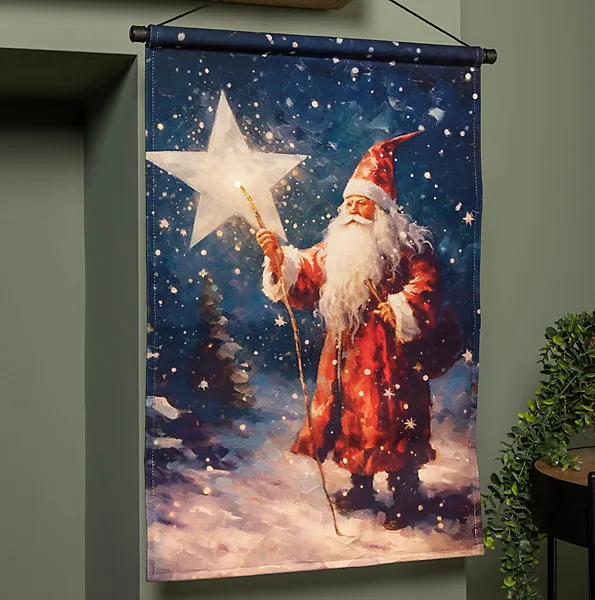 60cm x 40cm Battery Operated Light up St Nick Fabric Hanging Christmas  Banner