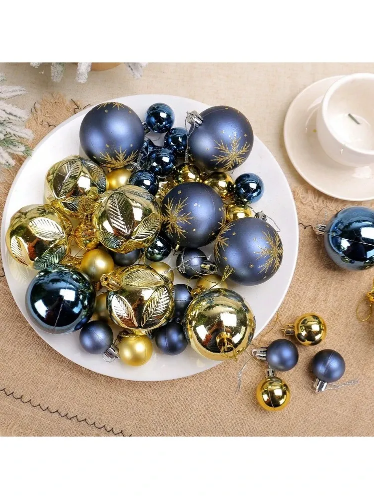 60mm/2.36 '44 Pieces Set Of Luxury Navy Blue And Gold Christmas Balls, Christmas  Tree Decoration Balls, Anti Drop Plastic Decoration Christmas Balls,  Suitable For Christmas Trees, Wreaths, Wreaths, 