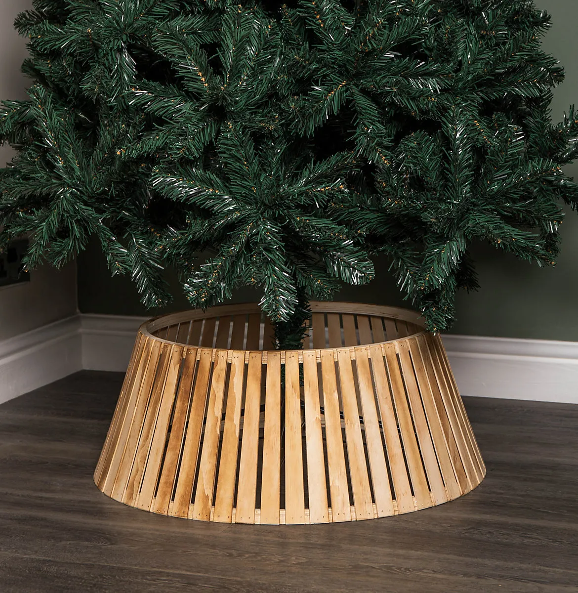 65cm Large Wooden Christmas Tree Skirt Collar Decoration