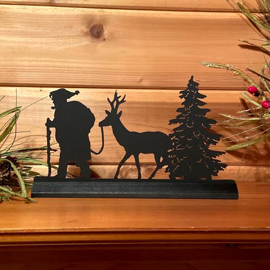 7″ Wooden “Santa Claus with Reindeer” Silhouette Table Décor – Madison Bay  Company