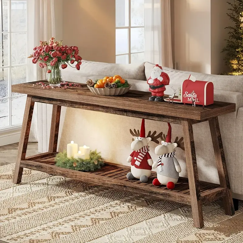 70 86 farmhouse console table 2 tier narrow entryway table - Temu