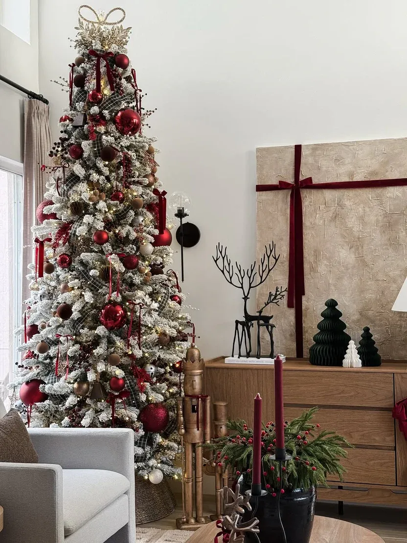 7.5' King Flock® Slim Artificial Christmas Tree Unlit - christmasjungle.com