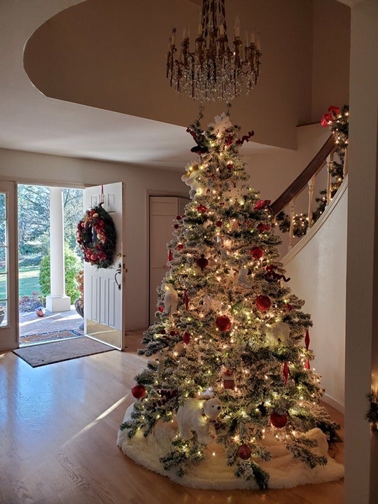 7.5FT Artificial Snow Flocked Alaskan Pine Christmas Tree