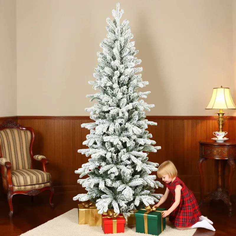 7ft Christmas Tree Artificial - White Frosted Green Slim 972 Tips - Plants,  Indoor Houseplants, Seeds, Plant Care, Pest Control, Bug Repellents &  Garden Supplies