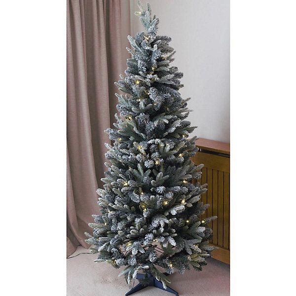 7ft Pop-Up Pre-Lit Frosted Pine Christmas Tree with 150 LEDs & Timer - Easy  Assemble