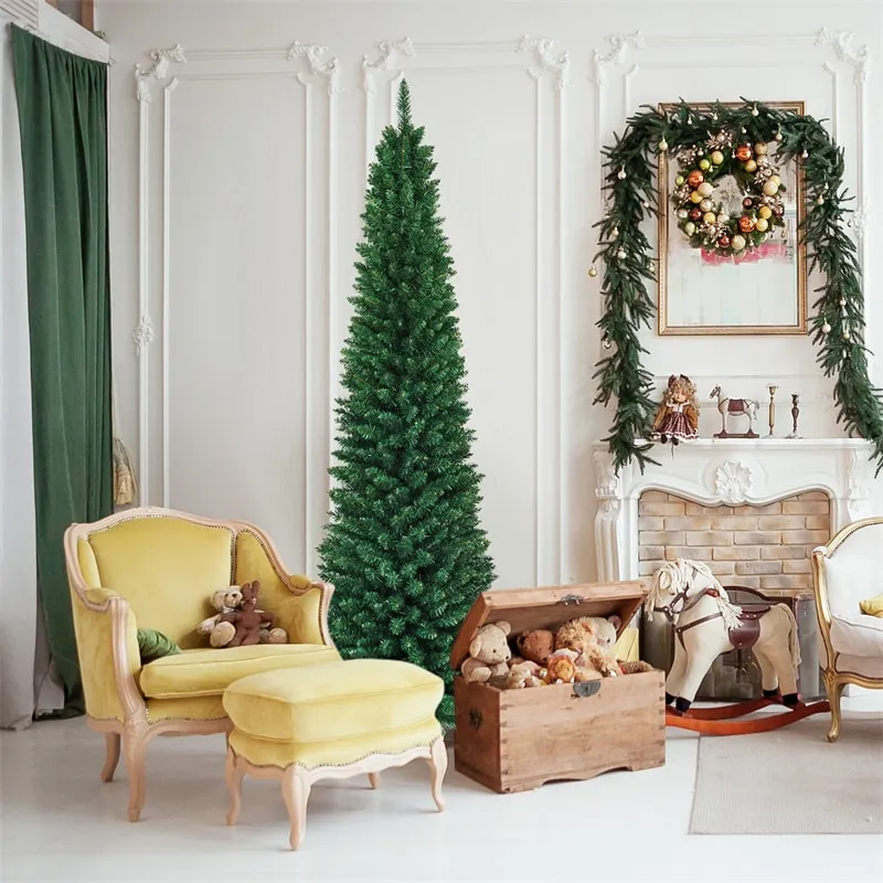 8ft Pencil Artificial Christmas Trees in Holiday Decorations | Bestoutdor