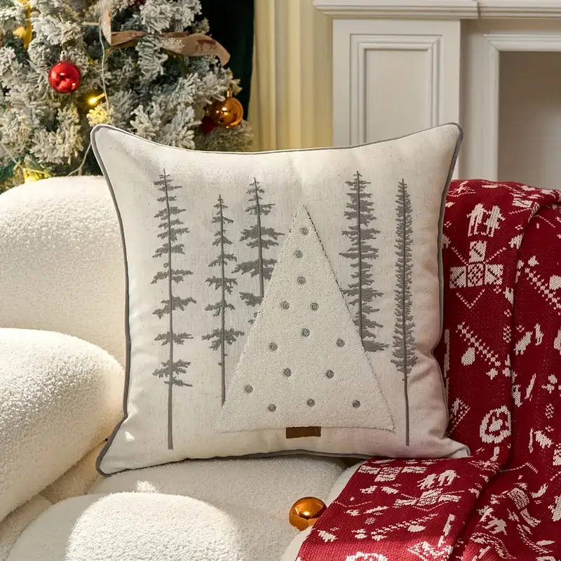 a beige snowflake embroidered plush pillow cover perfect - Temu Greece