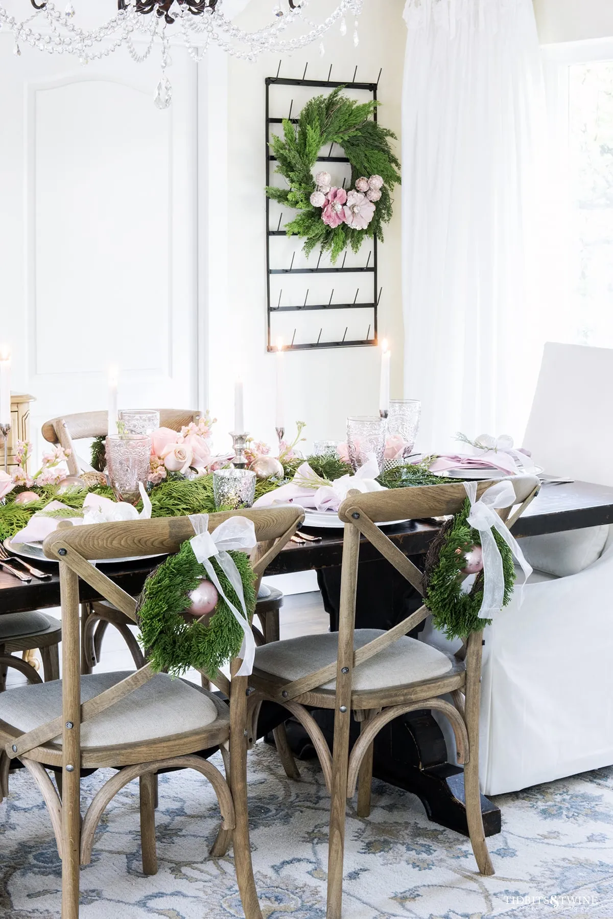 A Pretty Christmas Tablescape in the Dining Room - Tidbits&Twine