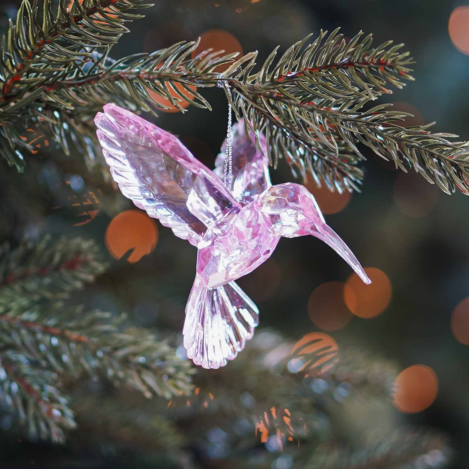 Acrylic Hummingbird Ornament Pink | It's all about Christmas