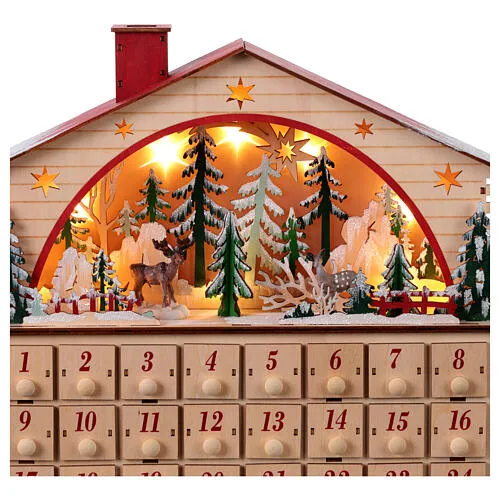 Advent calendar wooden music box winter landscape German style 35x40x10 cm | online sales on HOLYART.com