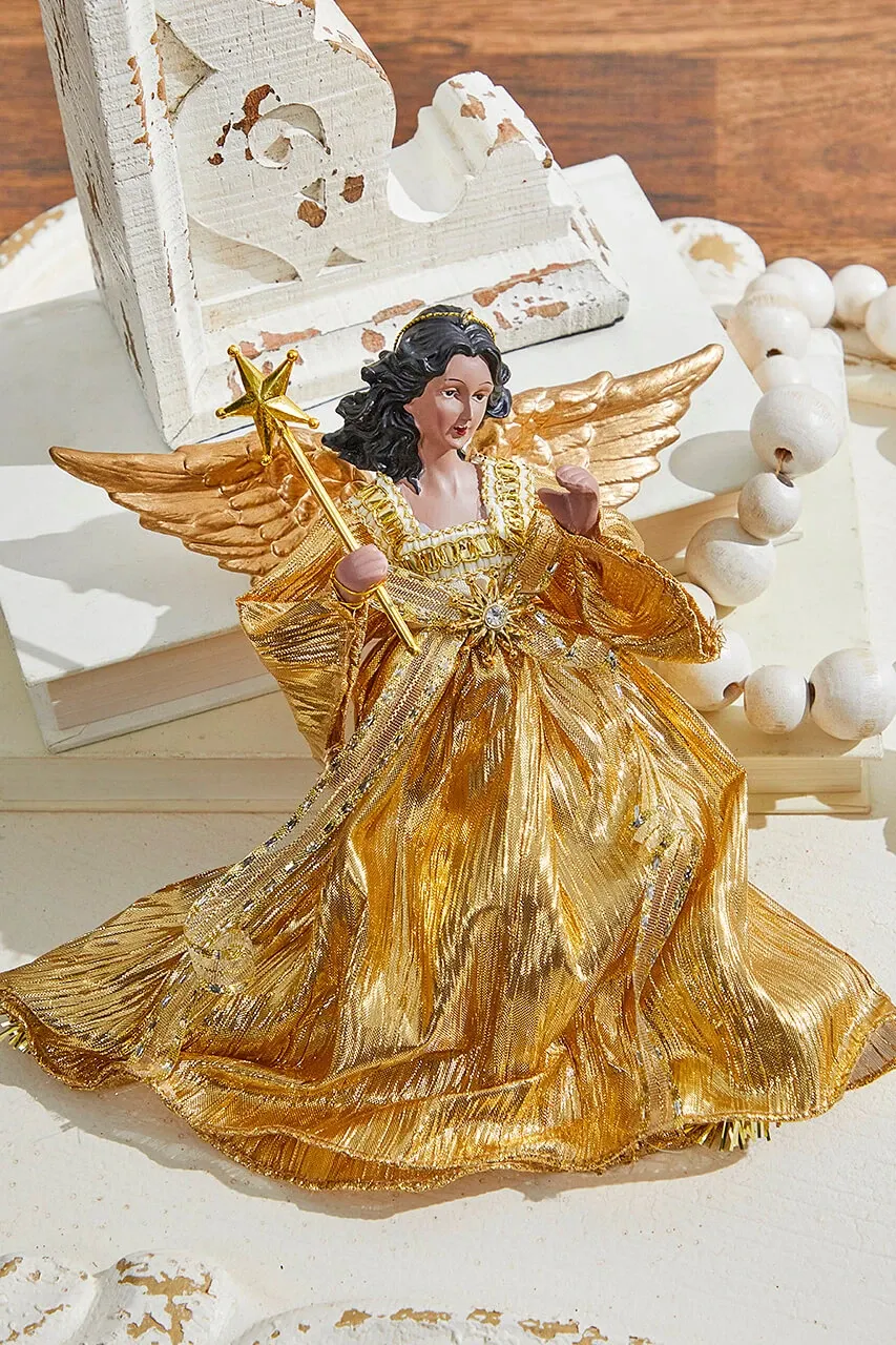 Angel Ornaments Foil Collectible Holiday Seasonal Ornaments 9' Gold Fabric  Flying Black Angel Ornament Decorator's Warehouse