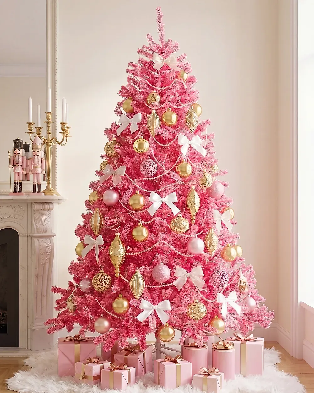 Artificial Christmas Tree FARNHAM 210 cm Pink - Beliani.es