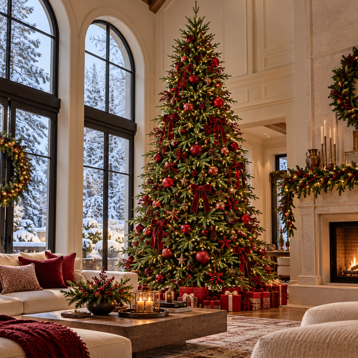 Artificial Christmas Tree Grand Crimson Outdoor LED | OJA Home&Decor