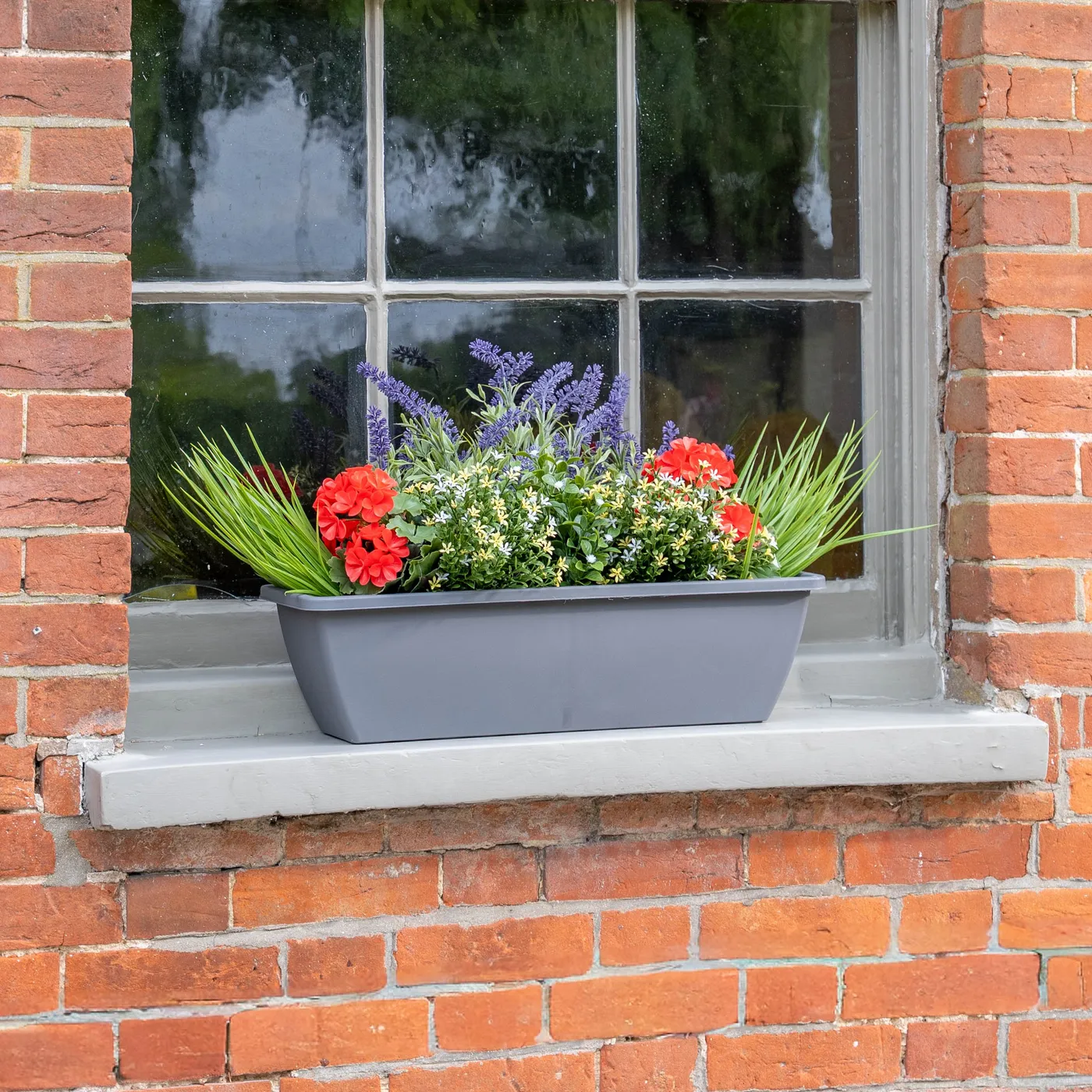 Artificial Colour Burst Window Box - Blooming Artificial