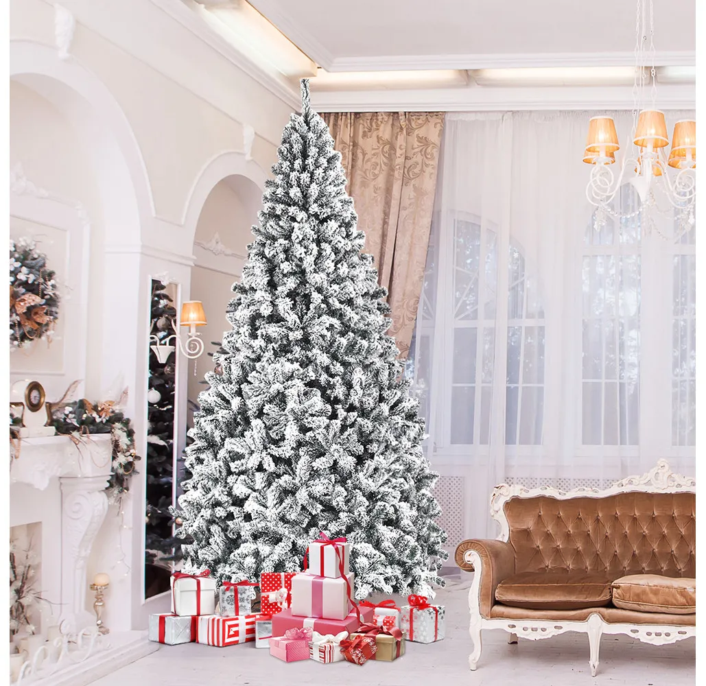 Artificial Snow Flocked 6ft, 7.5ft or 9ft Unlit Christmas Tree - DailySteals